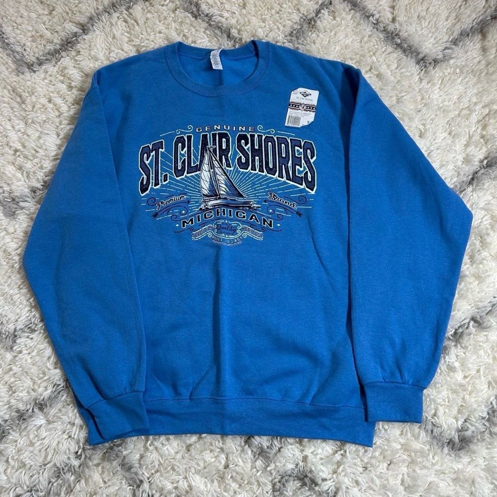Gildan Blue St. Clair Shores Michigan Crewneck Sweater